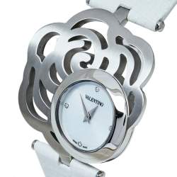 Pre Owned Valentino White Stainless Steel Rosier Baselworld V55 Women's Wristwatch 40MM