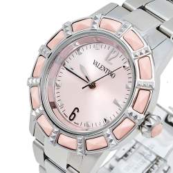 Pre Owned Valentino Pink Stainless Steel Coral Eden V54 Women's Wristwatch 38 mm