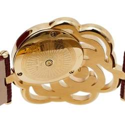 Pre Owned Valentino Red Yellow Gold Tone Stainless Steel Rosier Baselworld V55 Women's Wristwatch 25 mm