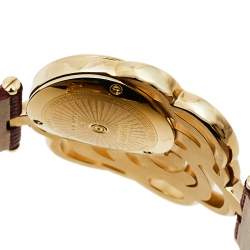 Pre Owned Valentino Red Yellow Gold Tone Stainless Steel Rosier Baselworld V55 Women's Wristwatch 25 mm