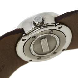 Pre Owned Valentino Burgundy Stainless Steel & Leather Signature Women's Wristwatch 36 mm