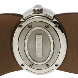 Pre Owned Valentino Burgundy Stainless Steel & Leather Signature Women's Wristwatch 36 mm
