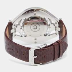 Pre Owned Valentino White Two Tone Stainless Steel Leather  Classic V58 Women's Wristwatch 42 mm