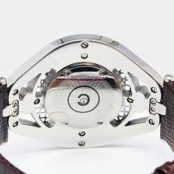 Pre Owned Valentino White Two Tone Stainless Steel Leather  Classic V58 Women's Wristwatch 42 mm