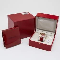 Pre Owned Valentino Red Gold Plated Stainless Steel Lizard Skin Leather Rosier Baselworld V55 Women's Wristwatch 25 mm