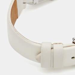 Pre Owned Valentino White Stainless Steel Satin V36 Women's Wristwatch 23 mm