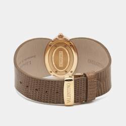 Pre Owned Valentino Silver Rose Gold Plated Stainless Steel Lizard Leather Seduction Women's Wristwatch 36 mm