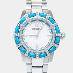 Pre Owned Valentino White Stainless Steel Eden V54 Women's Wristwatch 38 mm