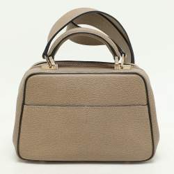 Valextra Beige Leather Top Handle Bag