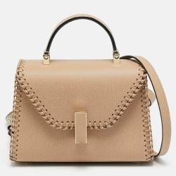 Pre Owned Valextra Iside Micro Beige Leather Top Handle Bag