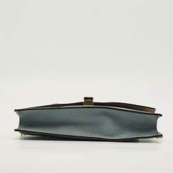 Pre Owned Valextra Iside Light Textured Blue Leather Strap Clutch