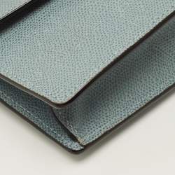 Pre Owned Valextra Iside Light Textured Blue Leather Strap Clutch