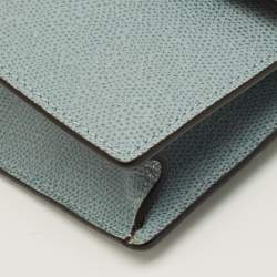 Pre Owned Valextra Iside Light Textured Blue Leather Strap Clutch