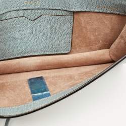 Pre Owned Valextra Iside Light Textured Blue Leather Strap Clutch