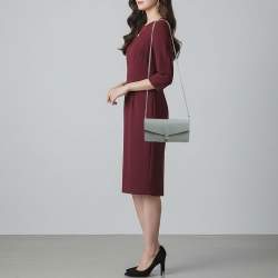 Pre Owned Valextra Iside Light Textured Blue Leather Strap Clutch