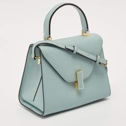 Valextra Light Blue Leather Iside Top Handle Bag