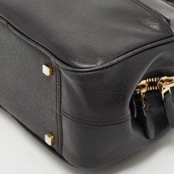 Valextra Black Leather Top Handle Bag