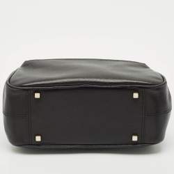 Valextra Black Leather Top Handle Bag