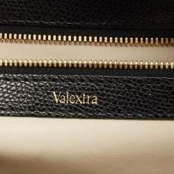 Valextra Black Leather Top Handle Bag