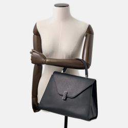 Pre Owned Valextra Valextra Iside 2Way Shoulder Bag Black Leather Size Large