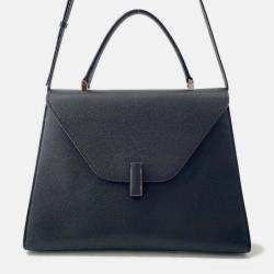 Pre Owned Valextra Valextra Iside 2Way Shoulder Bag Black Leather Size Large
