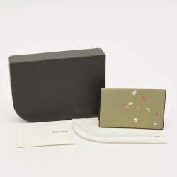 Pre Owned حامل بطاقات فاليكسترا أوندا جلدي أخضر