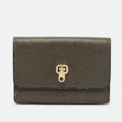 Pre Owned Valextra Brera Grey Leather Card Holder