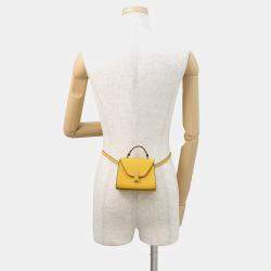 Pre Owned Valextra Valextra Iside Belt Crossbody Bag Sunshine Yellow Soft Calf Leather Size Micro