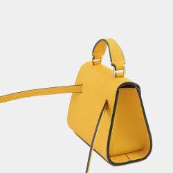 Pre Owned Valextra Valextra Iside Belt Crossbody Bag Sunshine Yellow Soft Calf Leather Size Micro