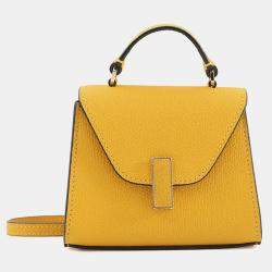 Pre Owned Valextra Valextra Iside Belt Crossbody Bag Sunshine Yellow Soft Calf Leather Size Micro