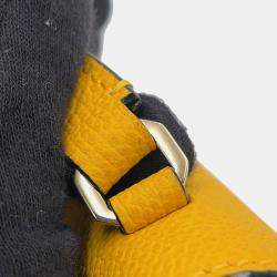 Pre Owned Valextra Valextra Iside Belt Crossbody Bag Sunshine Yellow Soft Calf Leather Size Micro