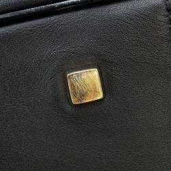 مملوكة مسبقًا Valextra Valextra Serie Esse 2-Way Handbag Black/Blue Leather Suede Size Large