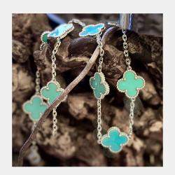 Van Cleef & Arpels 10-Motif Alhambra Necklace Turquoise