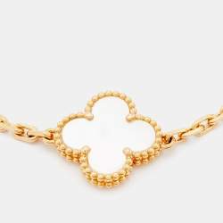 Pre Owned Van Cleef & Arpels Vintage Alhambra Mother of Pearl 18k Yellow Gold Station Bracelet
