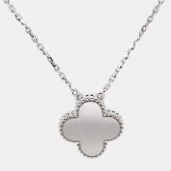 مملوكة مسبقًا Van Cleef & Arpels Guilloché Diamond Limited Edition 2020 Vintage Alhambra 18k White Gold  Necklace