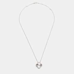 مملوكة مسبقًا Van Cleef & Arpels Guilloché Diamond Limited Edition 2020 Vintage Alhambra 18k White Gold  Necklace