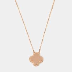 Pre Owned Van Cleef & Arpels Vintage Alhambra 2023 Holiday Limited Obsidian Diamond 18k Rose Gold Necklace