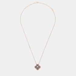 Van Cleef & Arpels Vintage Alhambra Obsidian DIamond 18k Rose Gold 2023 Holiday Necklace
