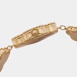 Van Cleef & Arpels Mother Of Pearl Onyx 18K Yellow Gold Small Model Alhambra VCARO40P00 Women's Wristwatch 26 mm