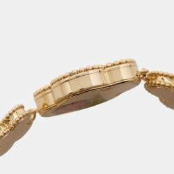 Van Cleef & Arpels Mother Of Pearl Onyx 18K Yellow Gold Small Model Alhambra VCARO40P00 Women's Wristwatch 26 mm