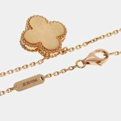 Pre Owned Van Cleef & Arpels 18K Rose Gold and Diamond 2015 Limited Edition Vintage Alhambra Pendant Necklace