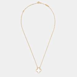 Pre Owned Van Cleef & Arpels Alhambra Vintage Alhambra Mother of Pearl 18k Yellow Gold Necklace