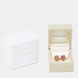 Pre Owned Van Cleef & Arpels Vintage Alhambra Carnelian 18k Yellow Gold Earrings