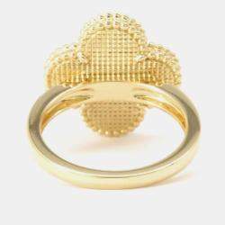 Pre Owned Van Cleef & Arpels 18K Yellow Gold and Malachite Magic Alhambra Ring EU 61