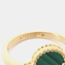 Pre Owned Van Cleef & Arpels 18K Yellow Gold and Malachite Magic Alhambra Ring EU 61