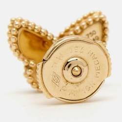 Pre Owned Van Cleef & Arpels Sweet Alhambra Butterfly Mother of Pearl 18K Yellow Gold Stud Earrings