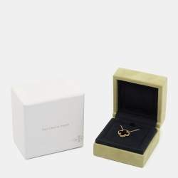 Pre Owned Van Cleef & Arpels Vintage Alhambra Onyx 18k Yellow Gold Necklace 