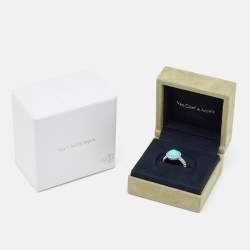 Pre Owned Van Cleef & Arpels Perlée Couleurs Turquoise 18k White Gold Ring Size 55