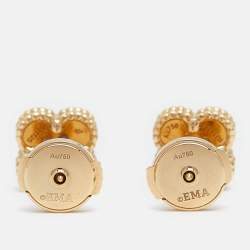 مملوكة مسبقًا Van Cleef & Arpels Sweet Alhambra Mother of Pearl 18k Yellow Gold Stud Earrings