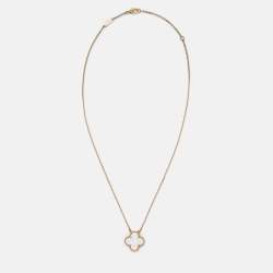 مملوكة مسبقًا Van Cleef & Arpels Vintage Alhambra Mother of Pearl 18k Yellow Gold Necklace